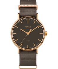 Timex Fairfield Crystal TW2R48900, hnědým textilním řemínkem