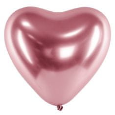 PartyDeco Balónek latexový Srdce Glossy lesklé růžové zlato 30 cm 50 ks