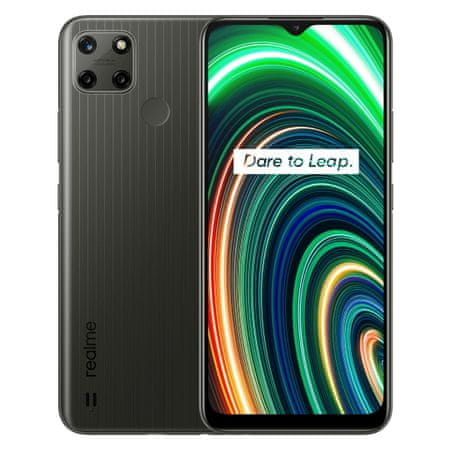 Realme C25Y, 4GB/128GB, velký displej, dlouhá výdrž velkokapacitní baterie, výkonný procesor, zadní kvalitní fotoaparát 50Mpx fotoaparát dlouhá výdrž baterie ochrana zraku bezrámečkový displej IPS LCD displej čtečka otisku prstů odemykání obličejem LTE internet LTE připojení Wi-Fi Bluetooth 5.0 Android 11 nadstavba Realme UI