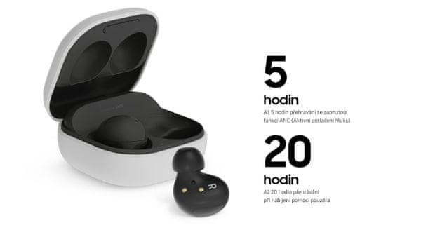  Samsung Galaxy Buds2 bezdrátová sluchátka do uší s Bluetooth a anc technologií potlačení hluku nabíjecí pouzdro v balení dlouhá výdrž skvělý zvuk 