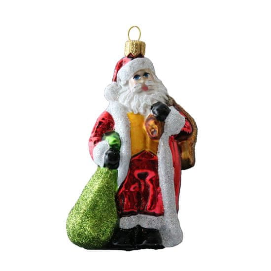 Decor By Glassor Skleněná figurka Santa s pytlem