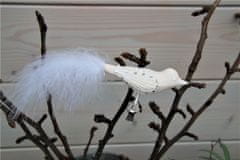Decor By Glassor Skleněný ptáček krémový bílé šatony