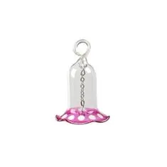 Decor By Glassor Skleněný zvoneček s růžovým závojem