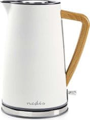 Nedis rychlovarná konvice KAWK510EWT/ objem 1,7 l/ Soft-Touch/ 1850 - 2200 W/ nerezová ocel/ bílá