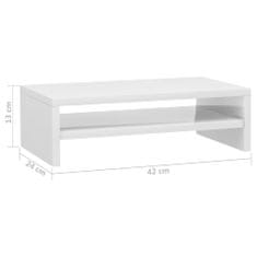 Greatstore Stojan na monitor bílý s vysokým leskem 42x24x13 cm dřevotříska