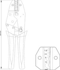 YATO Kleště konektorové 230mm, 22-8(AWG), 1,5-10,00mm2