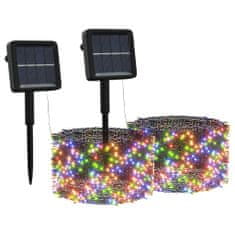 Greatstore Solární světelné řetězy 2 ks 2 x 200 LED barevné dovnitř i ven