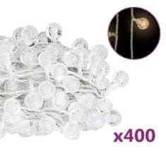 Greatstore Světelný řetěz kulaté žárovky 40 m 400 LED teplá bílá 8 funkcí