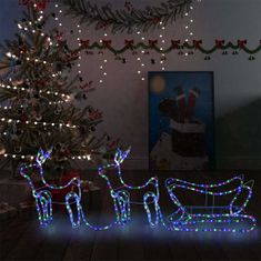 Greatstore Vánoční dekorace sobi a sáně venkovní 576 LED diod