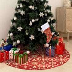 Greatstore Luxusní podložka pod vánoční stromek s punčochou červená 150 cm