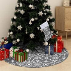 Greatstore Luxusní podložka pod vánoční stromek s punčochou šedá 90 cm