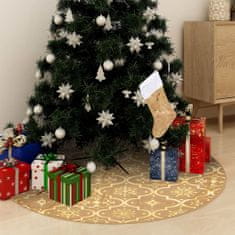 Greatstore Luxusní podložka pod vánoční stromek s punčochou žlutá 122 cm