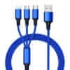 W-Star kabel USB 3v1, USBC, micro USB, lightning, 2,4A, 1,2m modrá, k3v1Bl3