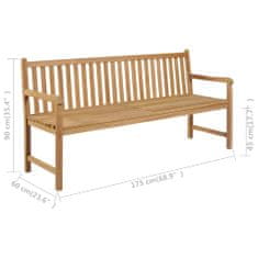 Greatstore Zahradní lavice s krémově bílou poduškou 175 cm masivní teak