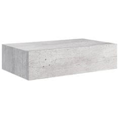 Greatstore Nástěnná police se zásuvkou betonově šedá 40 x 23,5 x 10 cm MDF