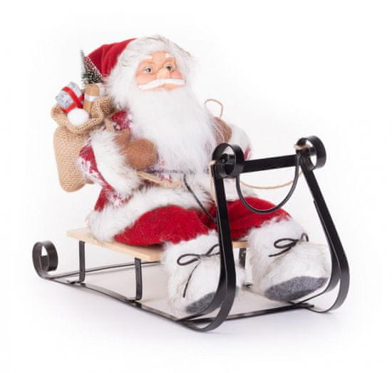 MAGIC HOME Santa na sáňkách, červený, 46 cm