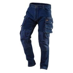 NEO TOOLS Pracovní kalhoty denim, výztuhy kolen, modré, Velikost XXXL/58