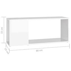 Greatstore TV stolek bílý s vysokým leskem 80 x 24 x 32 cm dřevotříska