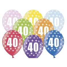 PartyDeco Balónek latexový 40. narozeniny 50 ks