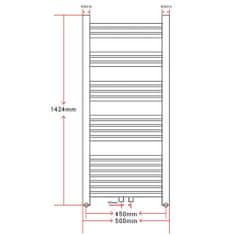 Greatstore Žebříkový radiátor obloukový, ústřední topení 500 x 1424 mm boční a střední přípojka