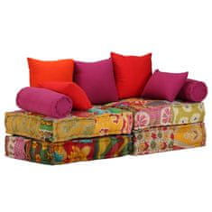 Greatstore 2místný modulární pouf patchwork textil