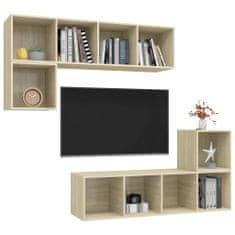 Greatstore 4dílný set TV skříněk dub sonoma dřevotříska