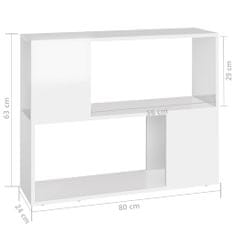 Greatstore TV stolek bílý s vysokým leskem 80 x 24 x 63 cm dřevotříska