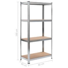 Greatstore Skladové regály 2 ks stříbrné 80 x 40 x 160 cm ocel a MDF