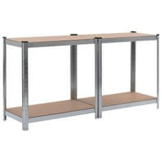 Greatstore Skladové regály 2 ks stříbrné 80 x 40 x 160 cm ocel a MDF