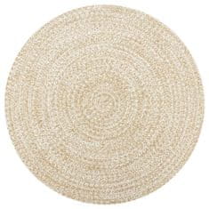 Vidaxl Ručně vyráběný koberec juta bílý a přírodní 120 cm