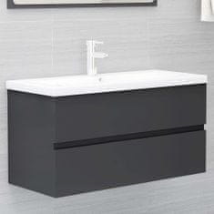 Vidaxl Set koupelnového nábytku šedý dřevotříska