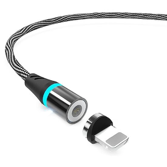 W-STAR W-star magnetický USB kabel Lightning, 3A, 1m černá bílá, KBMG2WH1