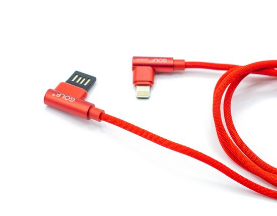 GOLF Kvalitní USB kabel s praktickou "L" koncovkou v červené barvě - Lightning