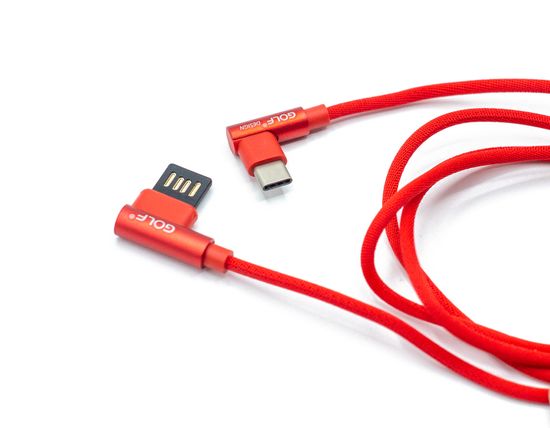 GOLF Kvalitní USB kabel s praktickou "L" koncovkou v červené barvě - USB-C