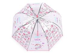 Kraftika 1ks růžová sv. dívčí průhledný vystřelovací deštník