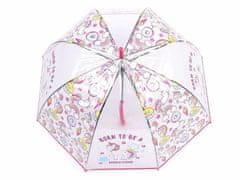 Kraftika 1ks pink dívčí průhledný vystřelovací deštník jednorožec