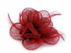 Kraftika 1ks červená fascinátor / brož květ, fascinátory, klobouky