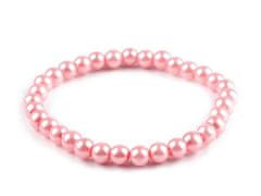 Kraftika 1ks růžová sv. perlový náramek, perlové štrasové náramky