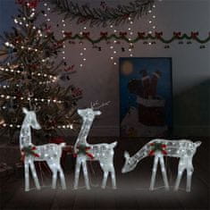 Vidaxl Vánoční sobí rodinka 270x7x90 cm stříbrná studená bílá síťovina