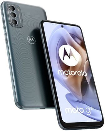 moderný mobilný dotykový telefón smartphone motorola moto G31 10 W rýchlonabíjanie 5000 mah batéria výdrž lte wifi Bluetooth 2 sim Dual SIM pamäťová karta nfc 6,4 palcový hd plus OLED displej MaxVision 50 mpx fotoaparát google assistant ultraširokouhlý objektív širokouhlá kamera výkonný fotoaparát makro hĺbkový objektív mediatek Helio g85