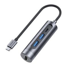 Joyroom 4in1 HUB adaptér 2x USB 3.0 / USB-C 100W / HDMI 4K, šedý