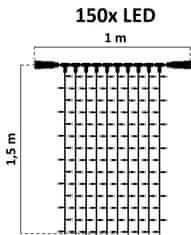 DecoLED DecoLED LED světelná záclona - 1x1,5m, teple bílá, 150 diod