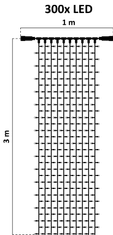 DecoLED DecoLED LED světelná záclona - 1x3m, ledově bílá, 300 diod