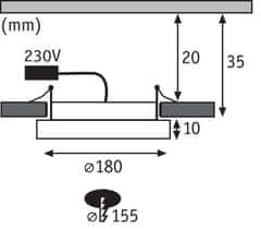 Paulmann Paulmann LED vestavný panel Areo IP44 kruhové 180mm 12W nikl mat stmívatelné 929.35 P 92935 92935