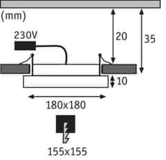 Paulmann Paulmann LED vestavný panel Areo IP44 hranaté 180mm 12W nikl mat stmívatelné 929.39 P 92939 92939