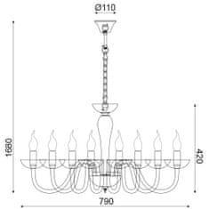 ACA ACA Lighting Crystal závěsné svítidlo BLK82188PSGC