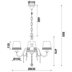 ACA ACA Lighting Textile závěsné svítidlo EG167283PBW