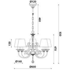 ACA ACA Lighting Textile závěsné svítidlo EG169885PB