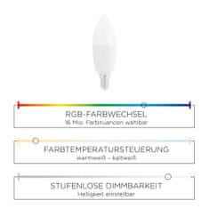 PAUL NEUHAUS LEUCHTEN DIREKT is JUST LIGHT LED žárovka, RGB plus W, Smart Home, E14 MEDION RGB plus 2700-5000K