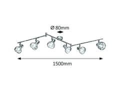 Rabalux  HOLLY stropní bodové svítidlo max. 6x40W | E14 | IP20 - chrom